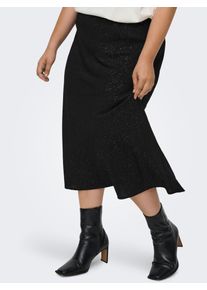 Midirock Only CARMAKOMA "CARJOSEE METTA LIFE MIDI SKIRT WVN", Damen, Gr. 54, schwarz aop:silber foil detail, Web, Obermaterial: 100% Polyester, bedruckt, regular fit ca. Mitte Wade, R&ouml;cke Midirock, mit Glitzer Effekt