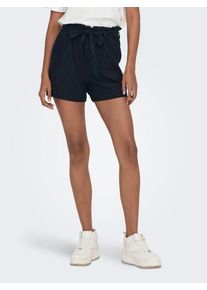Jacqueline de Yong Shorts JDY "JDYSAY MW LINEN SHORTS WVN NOOS", Damen, Gr. 40L, N-Gr, blau (sky captain), Web, Obermaterial: 55% Leinen, 45% Viskose, regular fit kurz, Hosen Shorts