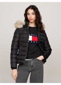 Steppjacke Tommy Jeans CURVE "TJW BASIC HOODED DOWN JACKET EXT", Damen, Gr. 4XL (48), schwarz, Web, Obermaterial: 100% Polyester. Futter: 100% Polyester, unifarben, Basic h&uuml;ftlang, eingesetzt Rippb&uuml;ndchen, Jacken Steppjacke, in Gro&szlig;en Gr&ouml;&szlig;en, mit Kapuze