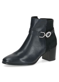 Stiefelette Caprice, Damen, Gr. 40,5, dunkelblau kombiniert, Leder, Schuhe Stiefelette, Blockabsatz, Businessschuh mit h&uuml;bschem Schmuckverzierung
