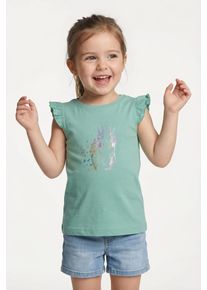 T-Shirt Blue Seven, M&auml;dchen, Gr. 128, gletscher, Single Jersey, Obermaterial: 100% Baumwolle, bedruckt, unifarben, Basic normal, Rundhals, Fl&uuml;gel&auml;rmel, Shirts T-Shirt, mit tollem Pferdemotiv