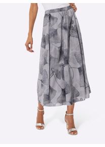 CR&Eacute;ATION L Bahnenrock CREATION L, Damen, Gr. 42, hellgrau, bedruckt, 100% Polyester, bedruckt, gebl&uuml;mt, gemustert, mehrfarbig, wadenlang, R&ouml;cke Bahnenrock