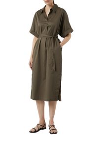 Sommerkleid comma, Damen, Gr. 36, N-Gr, deep jungle, Obermaterial: 71% Baumwolle, 26% Polyamid, 3% Elasthan, unifarben, regular fit kniebedeckend, Umschlagbund, Kleider Sommerkleid, mit Bindeg&uuml;rtel