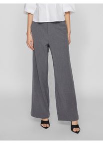 Anzughose Vila "VIVARONE HW WIDE PANT - NOOS", Damen, Gr. 34, N-Gr, grau (medium grau melange), Milano Rib, Obermaterial: 66% Polyester, 28% Viskose, 6% Elasthan, meliert, relaxed fit kn&ouml;chellang, Hosen Anzughose, Materialmix, slim fit