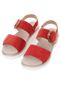 Sandale Ara "BILBAO", Damen, Gr. 42, rot, Ziegenveloursleder, unifarben, Schuhe Sandale, Keilsandale, Plateausandale mit Klettverschl&uuml;ssen, G-Weite