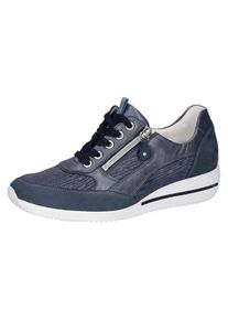Waldl&auml;ufer Keilsneaker WALDL&Auml;UFER "HIMONA", Damen, Gr. 4,5 (37,5), blau (jeansblau), Nubukleder, Veloursleder, Schuhe Keilsneaker, Halbschuh, Schn&uuml;rschuh, Komfortschuh mit Rei&szlig;verschluss