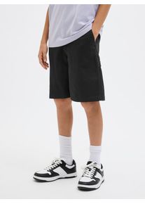Jack & Jones Cargoshorts JACK & JONES JUNIOR "JPSTTONY CO JJCARPENTER SHORTS SN JNR", Jungen, Gr. 134, N-Gr, schwarz (schwarz detail:stiching with dtm), Web, Obermaterial: 98% Baumwolle, 2% Elasthan, unifarben, relaxed fit knielang, Hosen Cargoshorts