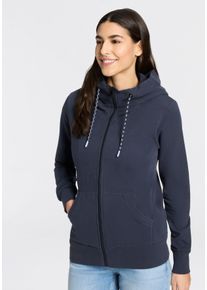 Kapuzensweatjacke Ragwear "NESKIA ZIP B O", Damen, Gr. XXL, navy, Sweatware, Obermaterial: 95% Baumwolle, 5% Elasthan, unifarben, h&uuml;ftlang, Rundhals, Rippb&uuml;ndchen, Sweatjacken Kapuzensweatjacke, mit hochgeschnittener Kapuze mit Kordel, Topseller