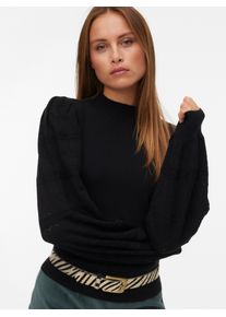 V&eacute;ro Moda Strickpullover VERO MODA "VMNEWLIMONE LS HIGHNECK PULLOVER BOO", Damen, Gr. L, schwarz, Strick, Obermaterial: 52% Viskose, 28% Polyester, 20% Nylon, unifarben, regular fit normal, hoch geschlossener Ausschnitt, weit Rippstrickb&uuml;ndchen, Pullover Strickpullover