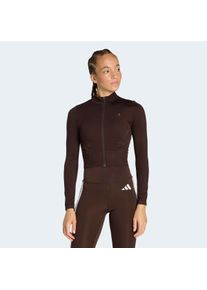 Rollkragenpullover adidas Performance "WORKOUT ESSENTIALS, DURCHGEHENDER REISSVERSCHLUSS, STRICK", Damen, Gr. XL, aurora coffee, Obermaterial: 48% Polyester, 46% Polyamid, 6% Elasthan, normal, Pullover Rollkragenpullover