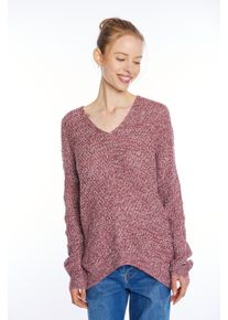 Haily's Strickpullover HAILY&rsquo;S "LS P VK Pi44pa", Damen, Gr. L, rot (bordeaux marl), Strick, Obermaterial: 94% Polyester, 3% Elasthan, 3% Nylon, meliert, normal, V-Ausschnitt, Pullover Strickpullover