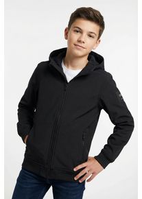 Jack & Jones Softshelljacke JACK & JONES JUNIOR "JJEBASIC ideal f&uuml;r &Uuml;bergang, wasserabweisend", Jungen, Gr. 176, schwarz, Web, Obermaterial: 100% Polyester, unifarben, normal normal, Rippb&uuml;ndchen, Jacken Softshelljacke, unifarben, casual, regular fit, Kapuze