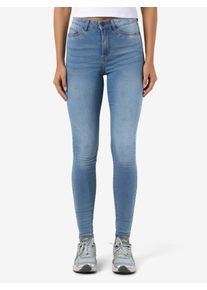 Skinny-fit-Jeans Noisy may "NMCALLIE HW SKINNY JEANS VI059LB NOOS", Damen, Gr. 32, L&auml;nge 32, blau (light blau denim), Denim/Jeans, Obermaterial: 75% Baumwolle, 18% Polyester, 5% Viskose, 2% Elasthan, unifarben, skinny fit, Jeans Skinny-fit-Jeans