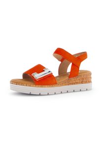 Keilsandalette Gabor "GENUA", Damen, Gr. 41, orange, Ziegenveloursleder, Schuhe Keilsandalette, Riemchensandale, Komfortschuh, Schmuckelement, G-Weite