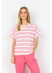 T-Shirt soyaconcept "SC-BARNI 50", Damen, Gr. S, rapture rose combi, Single Jersey, Obermaterial: 48% Modal, 48% Polyester, 4% Elasthan, geringelt, gestreift, figurumspielend normal, Rundhals, angeschnitten, Shirts T-Shirt