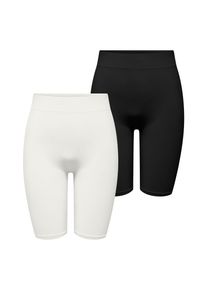 Radlerhose Only "ONLVICKY SEAMLESS MIDI SHORTS 2-PACK ACC", Damen, Gr. XS, N-Gr, schwarz (schwarz pack:schwarz, cloud dancer), Jersey, Obermaterial: 94% Polyamid, 6% Elasthan, unifarben, figurbetont kniefrei, Hosen Radlerhose