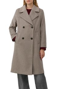 Wollmantel s.Oliver, Damen, Gr. 44, taupe melange, Web, Obermaterial: 70% Polyester, 30% Wolle. Futter: 100% Polyester, unifarben, gerade kniebedeckend, V-Ausschnitt, M&auml;ntel Wollmantel, mit Reverskragen und doppelter Knopfleiste