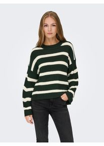 Jacqueline de Yong Strickpullover JDY "JDYJUSTY L/S STRIPE PULLOVER KNT NOOS", Damen, Gr. XL, gr&uuml;n (scarab stripes:eggnog), Strick, Obermaterial: 100% Polyacryl, gestreift, normal, Rundhals, Rippstrickb&uuml;ndchen, Pullover Strickpullover