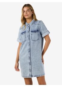 Jeanskleid Noisy may "NMNEW SIGNE S/S DENIM DRESS VI003LB NOOS", Damen, Gr. L, N-Gr, blau (light blau denim), Denim/Jeans, Obermaterial: 100% Baumwolle, unifarben, Kleider Jeanskleid