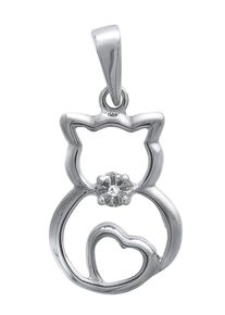 Kettenanh&auml;nger Firetti "Schmuck Geschenk Silber 925 Halsschmuck Anh&auml;nger Katze", bunt (silberfarben, wei&szlig;, wei&szlig;), Schmuckanh&auml;nger, Damen, Silber 925 (Sterlingsilber), 1 g, Kettenanh&auml;nger, mit Zirkonia (synth.)