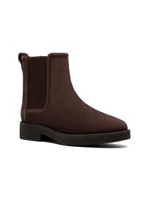 Chelseaboots Clarks "Nella Top", Damen, Gr. 39,5, dunkelbraun, Veloursleder, Schuhe Chelseaboots, Stiefelette mit weicher Lederinnensohle