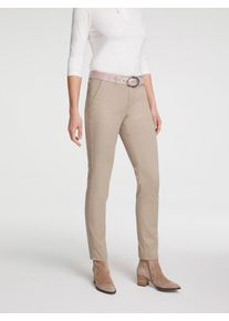 Chinohose Heine, Damen, Gr. 46, Normalgr&ouml;&szlig;en, grau (kiesel), 98% Baumwolle, 2% Elasthan, unifarben, lang, Hosen Chinohose