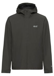 Regenjacke Jack Wolfskin "OUTROVERT 2L JKT M", Damen, Gr. L (52), flint, Web, Obermaterial: 100% Polyester. Futter: 100% Polyester, unifarben, Basic normal, mit verstellbarem Klettverschluss, Jacken Regenjacke, wasserdicht, atmungsaktiv, &Uuml;bergangsjacke