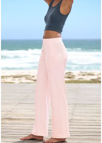 H.I.S. Relaxhose H.I.S, Damen, Gr. 44/46, N-Gr, rosa, Obermaterial: 90% Polyester, 10% Elasthan, Basic, bequem lang, Hosen Relaxhose, mit klassisch gerade geschnittenem Bein, Loungewear