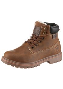 Schn&uuml;rboots Dockers by Gerli, Damen, Gr. 36, cognac, dunkelbraun, Lederimitat, used, Schuhe Schn&uuml;rboots, Worker Boots, Schn&uuml;rboots mit Schaftrandpolsterung