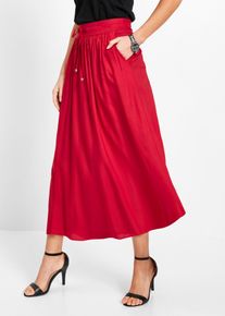 Maxirock bonprix, Damen, Gr. 50, rot, Obermaterial: 100% Viskose, loose fit, R&ouml;cke Maxirock, aus Viskose, Maxil&auml;nge, lockere Passform, bedrucktes Design