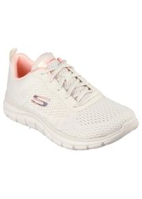 Sneaker Skechers "TRACK-NEW STAPLE", Damen, Gr. 35, beige (natur, rosa), Lederimitat, Textil, Schuhe Sneaker, Fitnesssneaker, Freizeitschuh mit Skechers Memory Foam