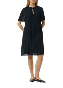 Midikleid comma, Damen, Gr. 34, N-Gr, blau (navy), Chiffon, Obermaterial: 100% Polyester. Futter: 100% Viskose, unifarben, tailliert kniebedeckend, Rundhals, Kleider Midikleid, aus Chiffon, mit Plissee-Falten