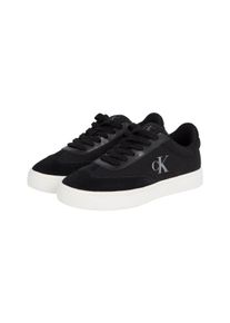 Sneaker Calvin Klein Jeans "CLASSIC CUPSOLE LOW MIX MG WN", Damen, Gr. 37, schwarz, Leder, Lederimitat, Textil, Schuhe Sneaker, Schn&uuml;rschuh, Freizeitschuh, Halbschuh mit Logoschriftzug seitlich