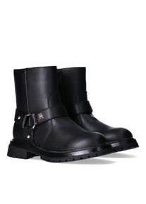 Bikerboots Tommy Hilfiger, M&auml;dchen, Gr. 37, schwarz, Synthetik, Schuhe Bikerboots, Biker Boots, Winterboots mit Blockabsatz