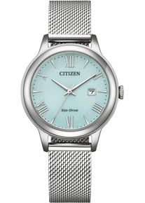 Solaruhr Citizen, silber (silberfarben, hellgr&uuml;n), Armbanduhren, Damen, Solaruhr, Armbanduhr, Damenuhr, Edelstahlarmband, analog, Datum, Eco-Drive