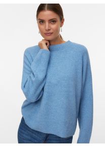 V&eacute;ro Moda Strickpullover VERO MODA "VMBOOM LS O-NECK PULLOVER GA NOOS", Damen, Gr. XL, blau (allure detail:melange), Strick, Obermaterial: 85% Polyester, 7% Polyacryl, 5% Wolle, 3% Elasthan, meliert, loose fit normal, Rundhals, Rippstrickb&uuml;ndchen, Pullover Strickpullover
