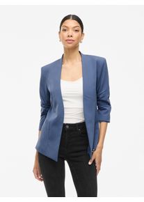 Kurzblazer Vila "VIHER NEW 3/4 BLAZER -NOOS", Damen, Gr. XS, blau (vintage indigo), Web, Obermaterial: 63% Polyester, 33% Viskose, 4% Elasthan, unifarben, regular fit h&uuml;ftlang, Blazer Kurzblazer, Materialmix, regular fit