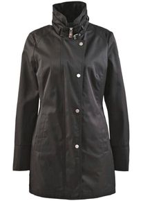 Fuchs & Schmitt Langjacke FUCHS SCHMITT, Damen, Gr. 34, blau (marine), Web, Obermaterial: 58% Baumwolle, 42% Polyester, clean, unifarben, tailliert Po-bedeckend, hoch geschlossener Ausschnitt, abgesteppte Kante, Jacken Langjacke, mit hohem Stehkragen