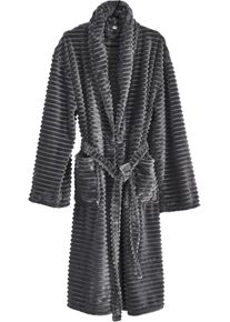 Bademantel done. Gr. XXL, anthrazit, L:130cm, Flanell, Hausm&auml;ntel, Bademantel