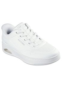 Slip-On Sneaker Skechers "UNO CTL", Damen, Gr. 36, wei&szlig;, Lederimitat, Mesh, Schuhe Slip-On Sneaker, Freizeitschuh, Schn&uuml;rschuh mit elastischen Schn&uuml;rsenkeln