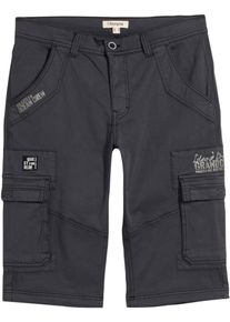 Longbermudas bonprix, Herren, Gr. 54, N-Gr, schwarz bedruckt, Web, Obermaterial: 97% Baumwolle, 3% Elasthan, regular fit, Hosen Longbermudas, aus leichter Baumwollqualit&auml;t, mit Elasthan-Anteil, regular fit
