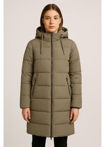 Steppmantel Only "ONLMANNY LONG PUFFER COAT OTW ZL", Damen, Gr. S, grau (stone gray), Web, Obermaterial: 60% Polyester, 40% Nylon, unifarben, regular fit, hoch geschlossener Ausschnitt, M&auml;ntel Steppmantel