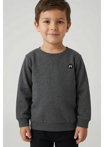 Sweatshirt name it "NMMVIMO LS SWEAT BRU NOOS", Jungen, Gr. 98, grau (dunkelgrau melange), angeraute Sweatware, Obermaterial: 60% Baumwolle, 40% Polyester, meliert, unifarben, regular fit h&uuml;ftlang, Rundhals, Rippb&uuml;ndchen, Sweatshirts Sweatshirt