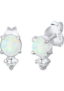 Paar Ohrstecker Elli "Schmuck Geschenk Silber 925 Ohrringe", silber (silberfarben, kristallwei&szlig;, kristallwei&szlig;), Ohrringe, Damen, Silber 925 (Sterlingsilber), Paar Ohrstecker, mit Opal (synth.), Zirkonia (synth.)