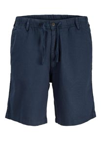 Jack & Jones PlusSize Jogger Pants "JPSTJAIDEN HYBRID BONDI JOG SHORT PLS", Damen, Gr. 44 (5XL), N-Gr, schwarz navy, angeraute Sweatware, Obermaterial: 80% Baumwolle, 20% Leinen, JACK & JONES PLUSSIZE, unifarben, relaxed fit knielang, Hosen Jogger Pants