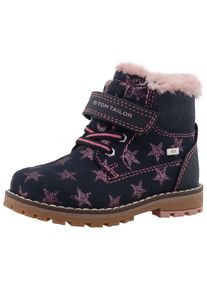 Winterboots Tom Tailor, M&auml;dchen, Gr. 21, blau (navy, rosa), Lederimitat, Glitzer, Schuhe Winterboots, mit Klettverschluss