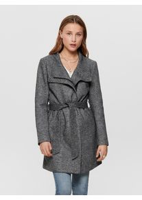 Kurzmantel Only "ONLELLI LIGHT COAT CS OTW", Damen, Gr. XS, grau (dunkelgrau melange), Web, Obermaterial: 85% Polyester, 15% Baumwolle, unifarben, regular fit, M&auml;ntel Kurzmantel