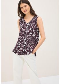 Blusentop Cecil, Damen, Gr. XS (36), rot (mulberry rot), Web, Obermaterial: 100% Viskose, bedruckt, l&auml;ssig geschnitten h&uuml;ftbedeckend, V-Ausschnitt, Blusen Blusentop, &auml;rmellos, mit V-Ausschnitt und grafischem Muster