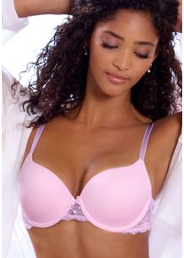 Schalen-BH Lascana "Nina Dessous", Damen, Gr. 80, Cup D, rosa, Spitze, Obermaterial: 80% Polyamid, 20% Elasthan, BHs Schalen-BH, mit B&uuml;gel, mit nahtlosen Cups und Spitze seitlich, Dessous, Topseller