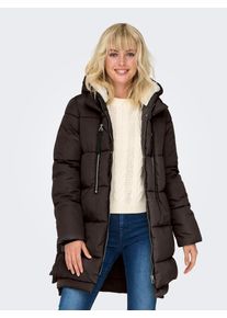 Steppmantel Only "ONLNEWNORA LONG PUFFER COAT LIFE CC OTW", Damen, Gr. S, chocolate torte, Steppware, Obermaterial: 100% Polyester, unifarben, regular fit taillenbedeckt, M&auml;ntel Steppmantel